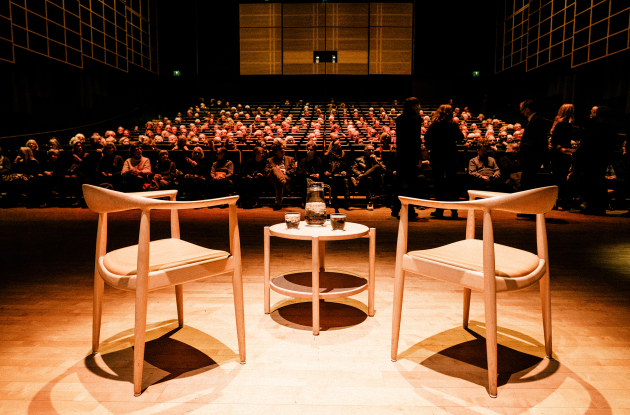 The Queen's Hall, Royal Danish Library. Empty interview chairs in front of the audience