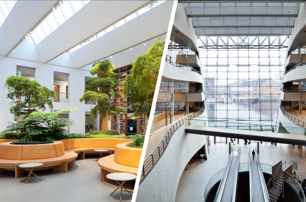 Split photo with rooms from Royal Danish Library