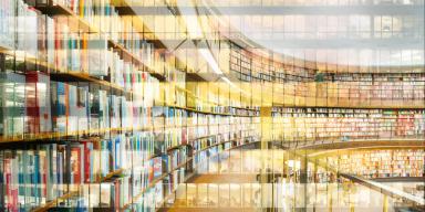 Buet væg af biblioteksreoler